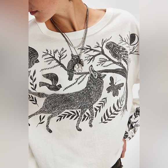Free People x Ragabond Woodland Doodle Critter Tee - Picture 1 of 6